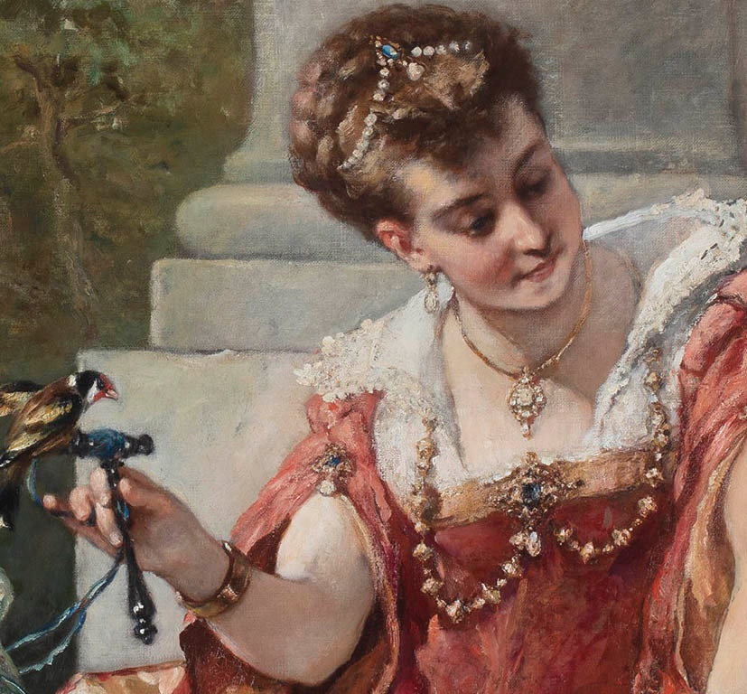 Tableau De Cesare Dell’acqua (piran D’istria 1821 – Ixelles 1905) "les Jeux"-photo-3