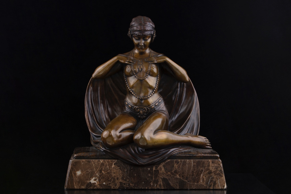 Sculpture By Claire Jeanne Roberte Colinet (1885 - 1972), "oriental Dancer”