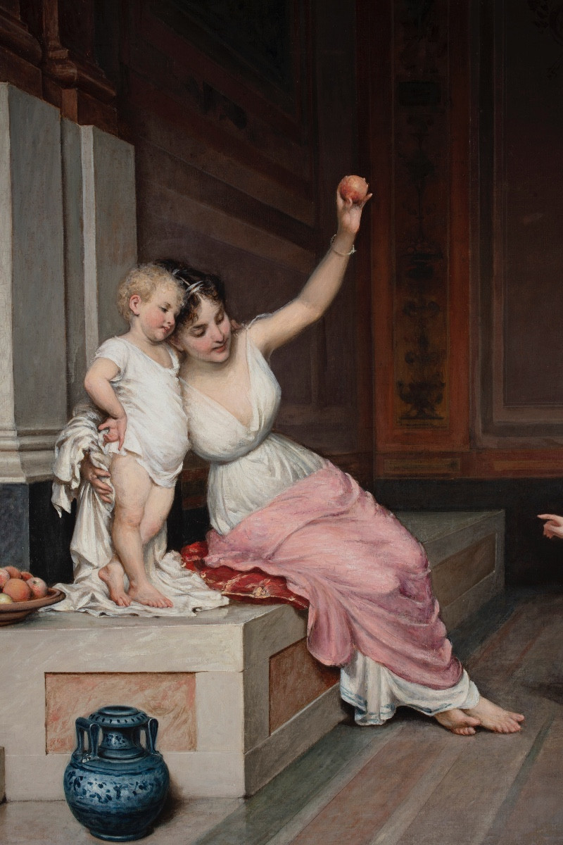 Painting By Egisto Sarri (figline Valdarno 1837 – Florence 1901), “first Steps”-photo-1