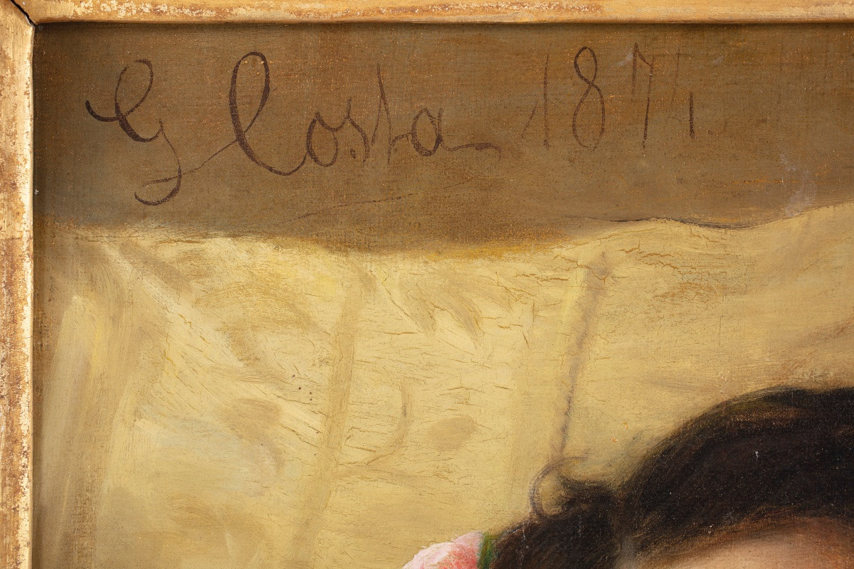 Giovanni Costa, “female Portrait", Oil On Canvas-photo-2