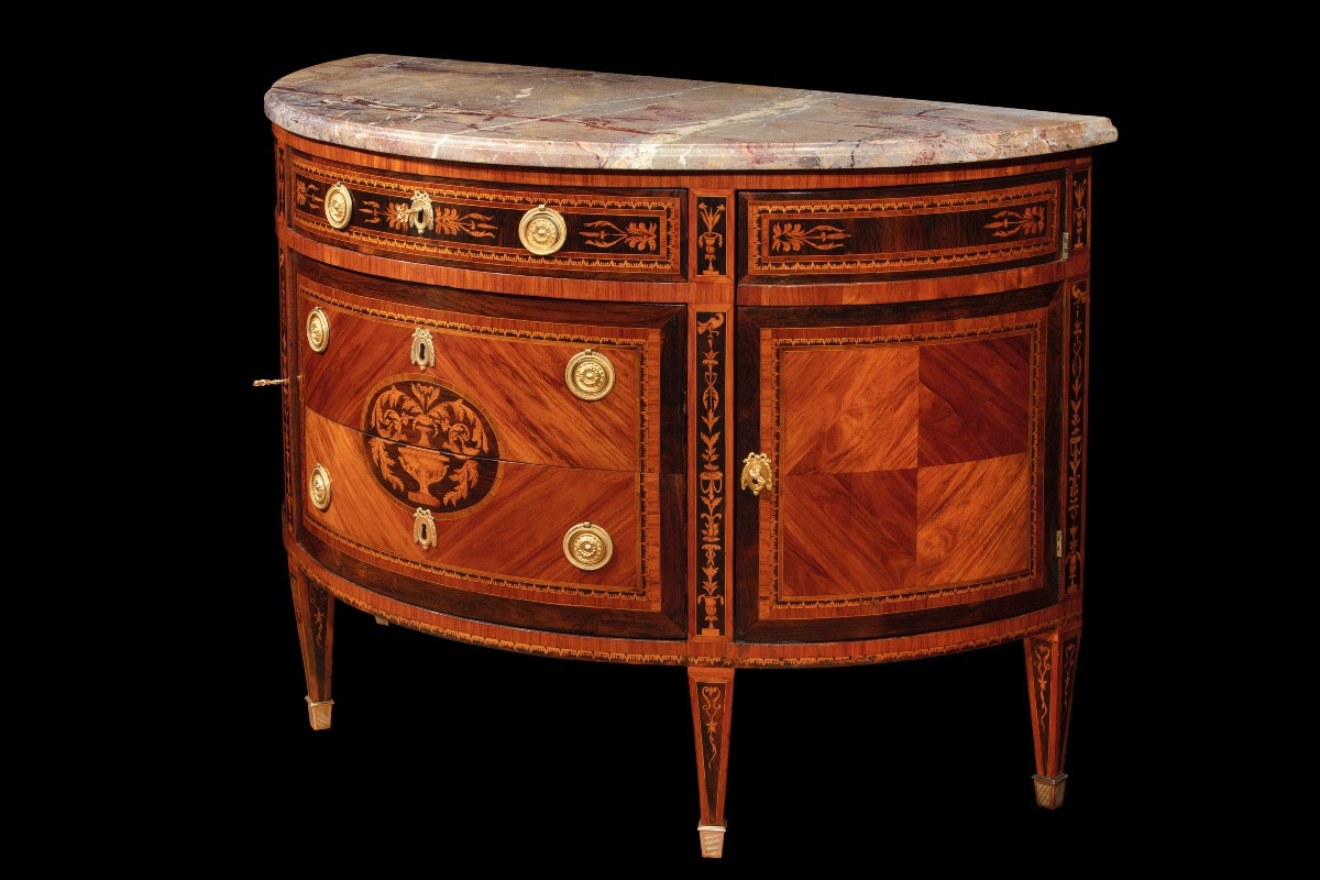 Paire de commodes demi-lune Lombardes-photo-3