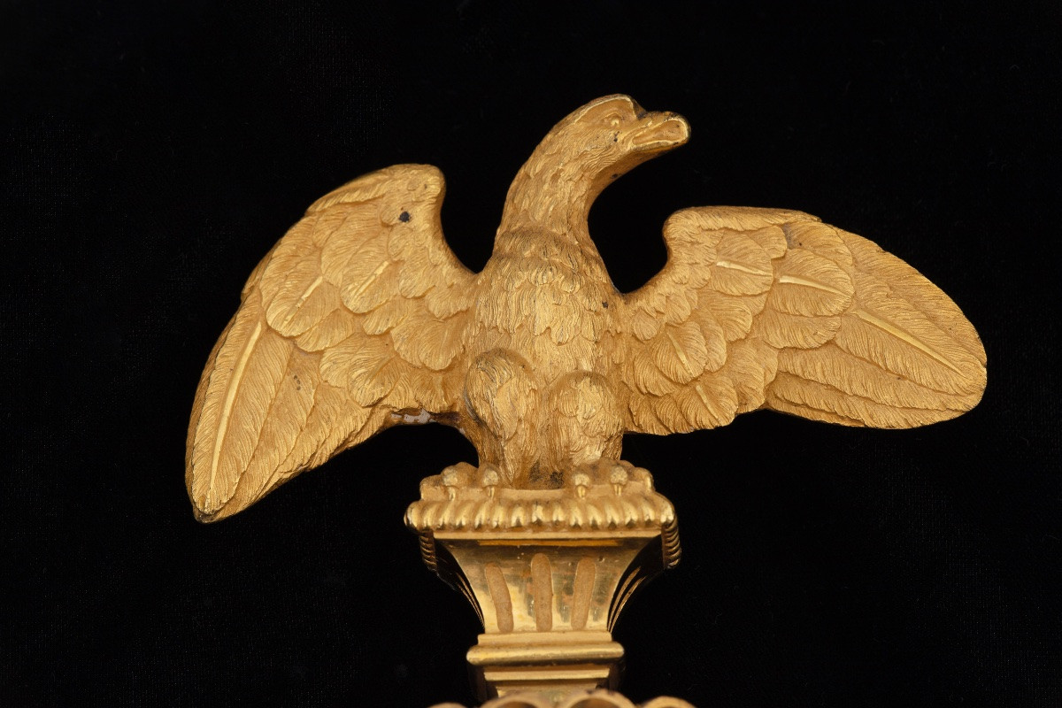 Paire d'appliques importantes en bronze doré et cristal, France, vers 1805-photo-3