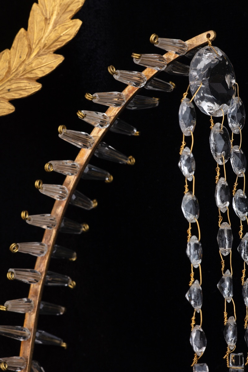 Paire d'appliques importantes en bronze doré et cristal, France, vers 1805-photo-5