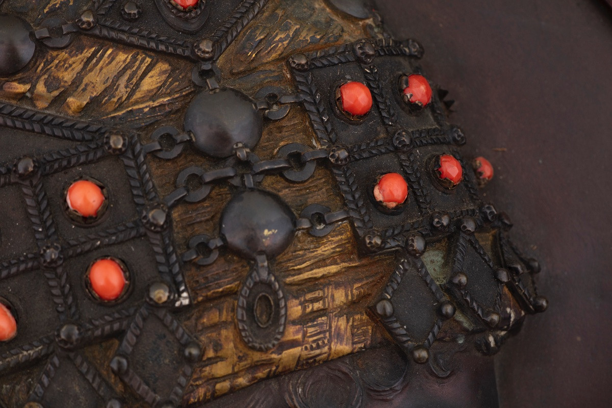 Émile Guillemin (1841-1907), «Profil de femme orientale en bronze à patine et émaux»-photo-3