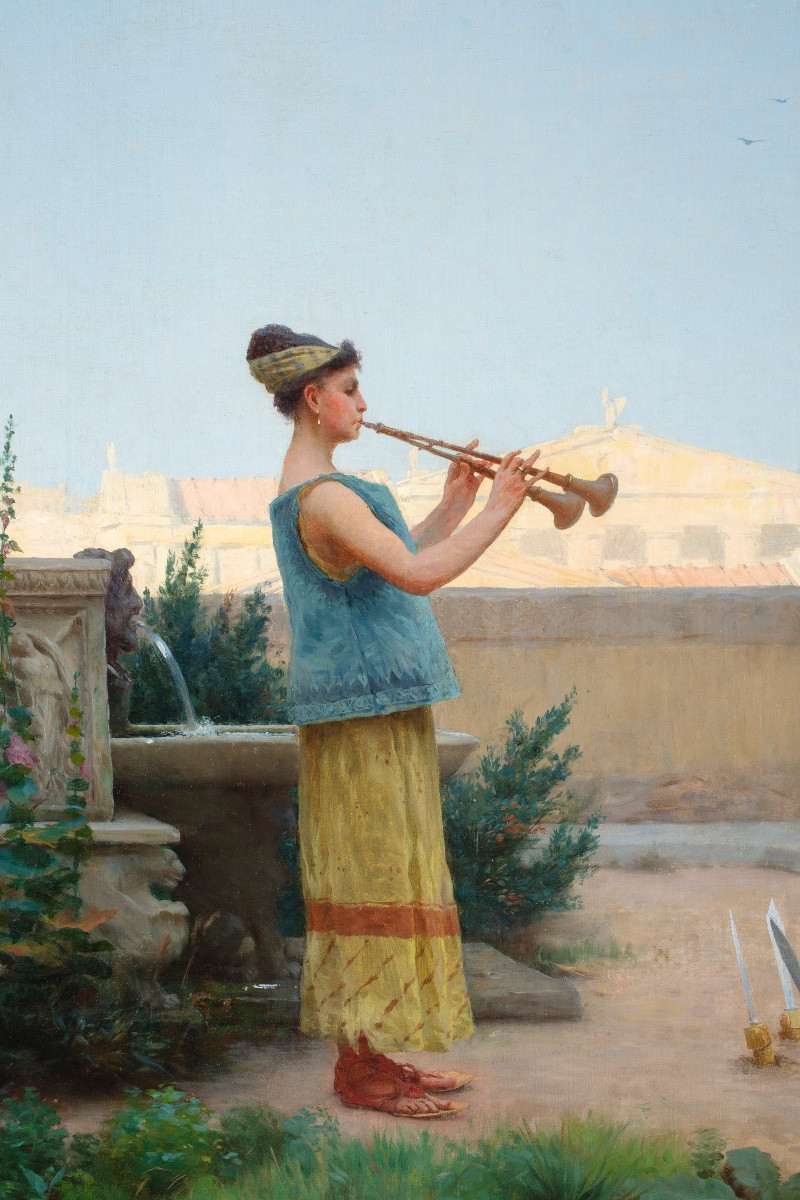 Tableau de Giovanni Muzzioli (Modène, 1854 - 1894), "La danse de l'épée"-photo-2