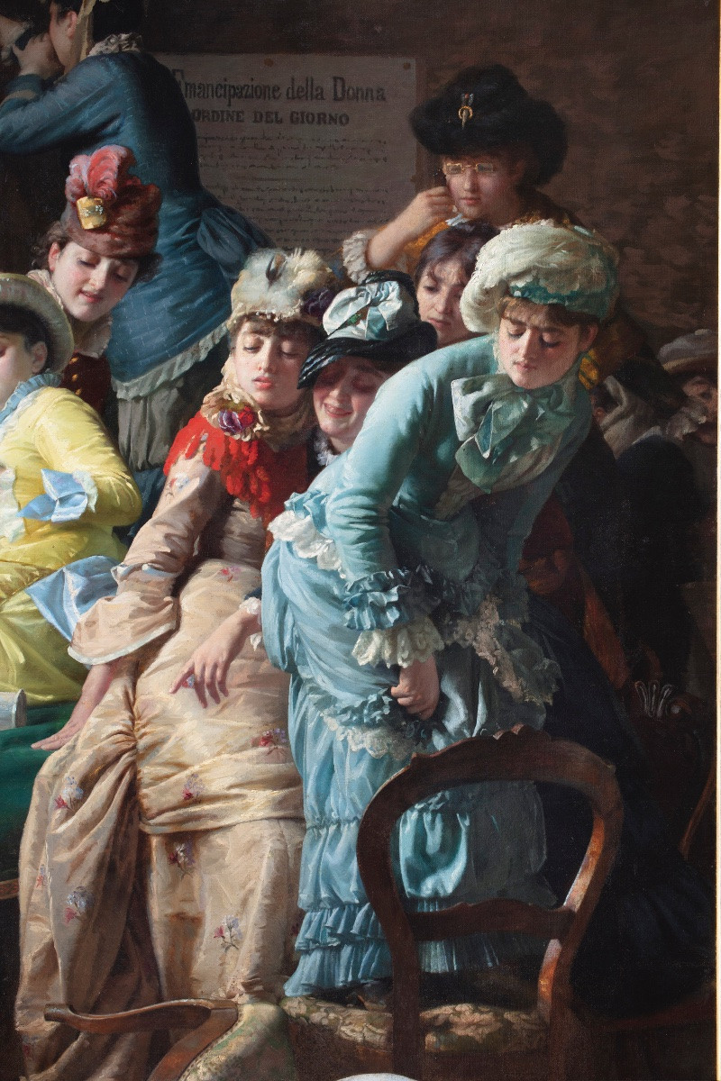 Painting By Pietro Saporetti (1832-1893), "emancipation Of Women"-photo-2