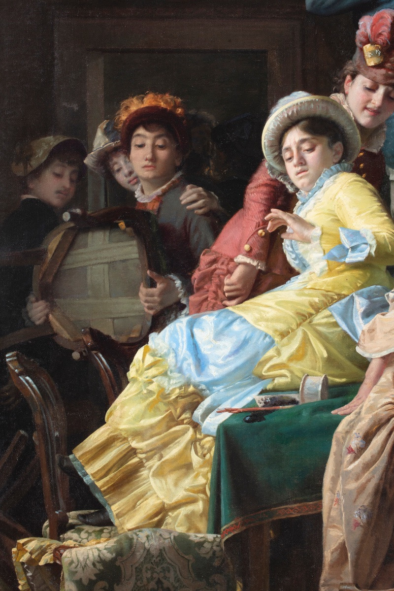 Painting By Pietro Saporetti (1832-1893), "emancipation Of Women"-photo-3