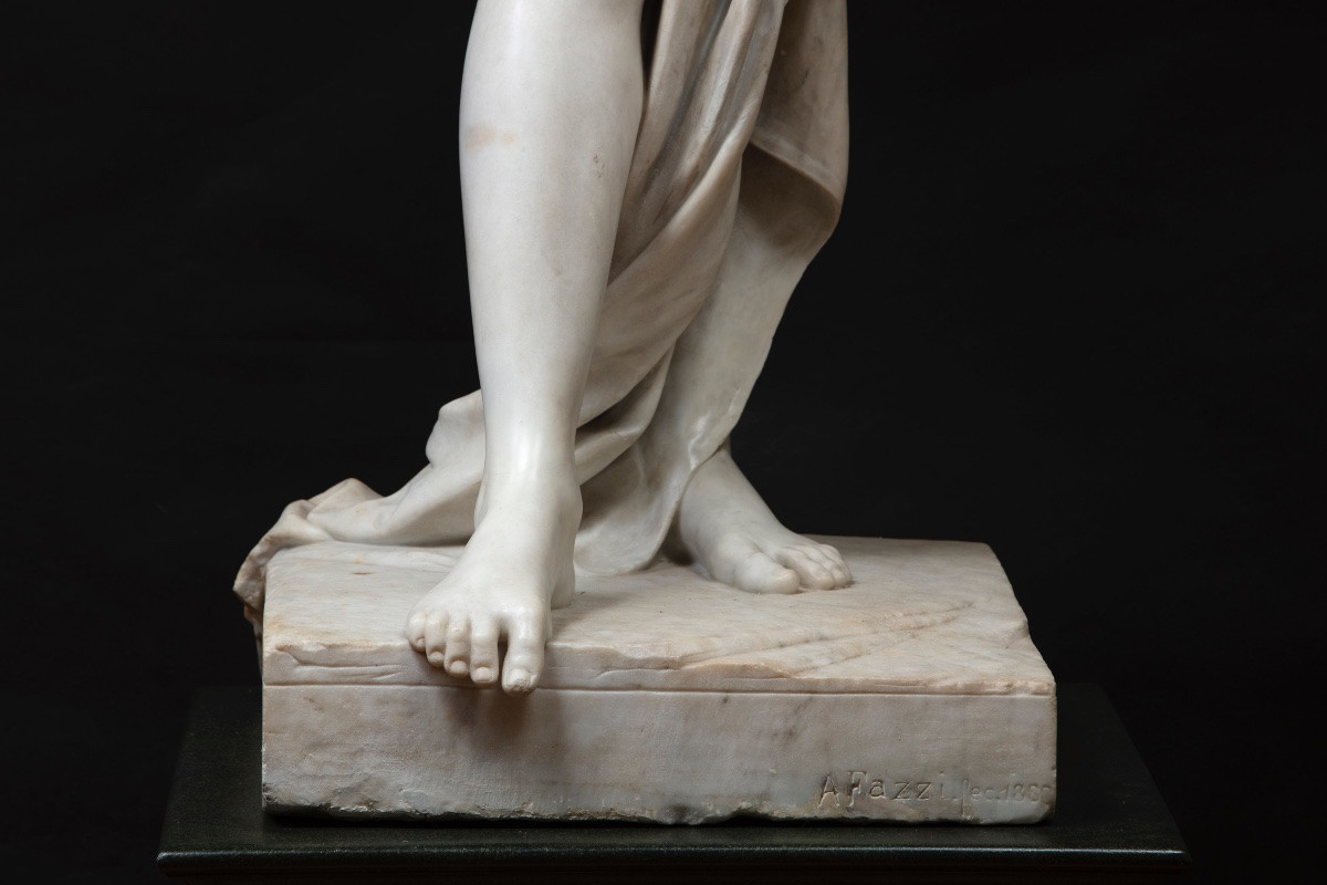 Arnaldo Fazzi (1855-1944), “girl Playing With The Waves”-photo-3