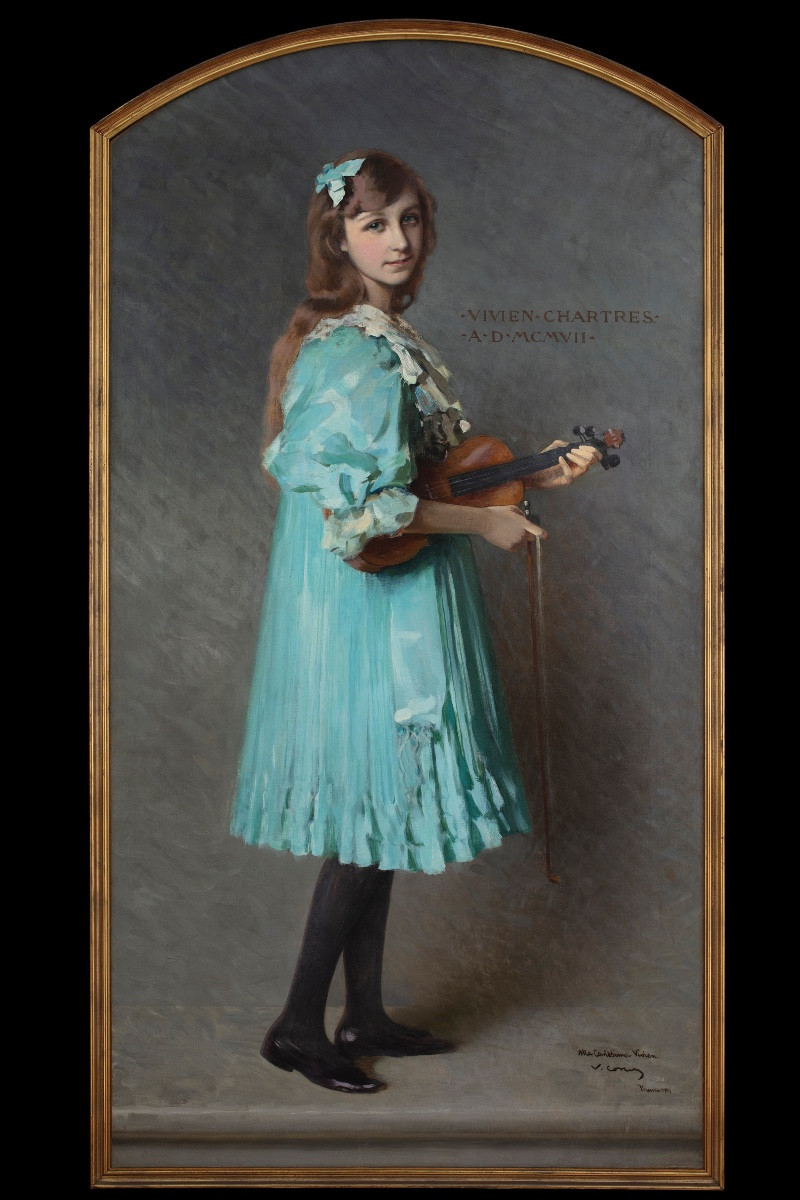 Vittorio Matteo Corcos (1859 – 1933), “portrait Of Vivien Chartres With Her Violin"