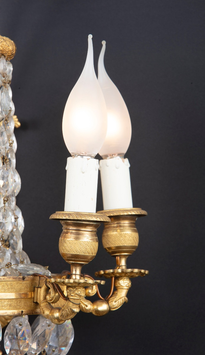 Pair Of Five-armed, Crystal And Gilt-bronze Hot-air Balloon Appliques-photo-2