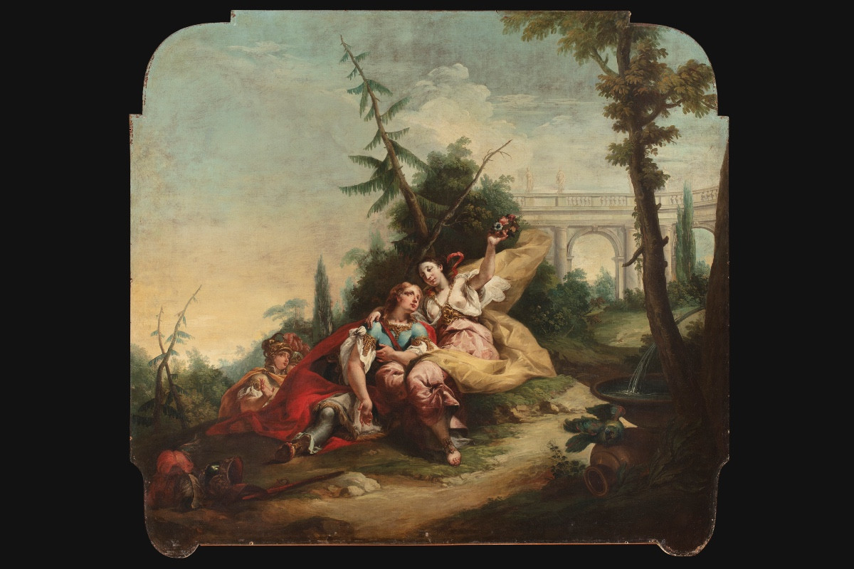 École vénitienne, paire de peintures à l'huile sur toile, seconde moitié du XVIIIe siècle