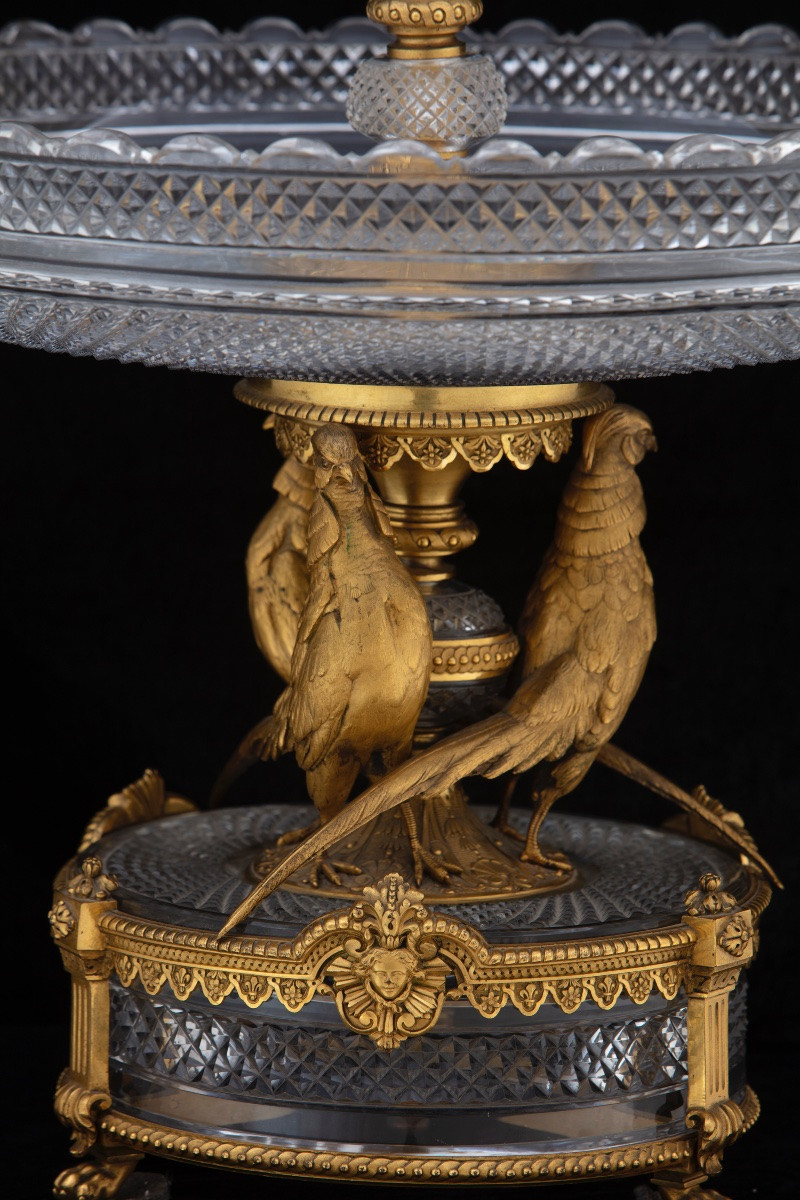 Centre de table en cristal et bronze doré finement ciselé, seconde moitié du XIXe siècle-photo-3