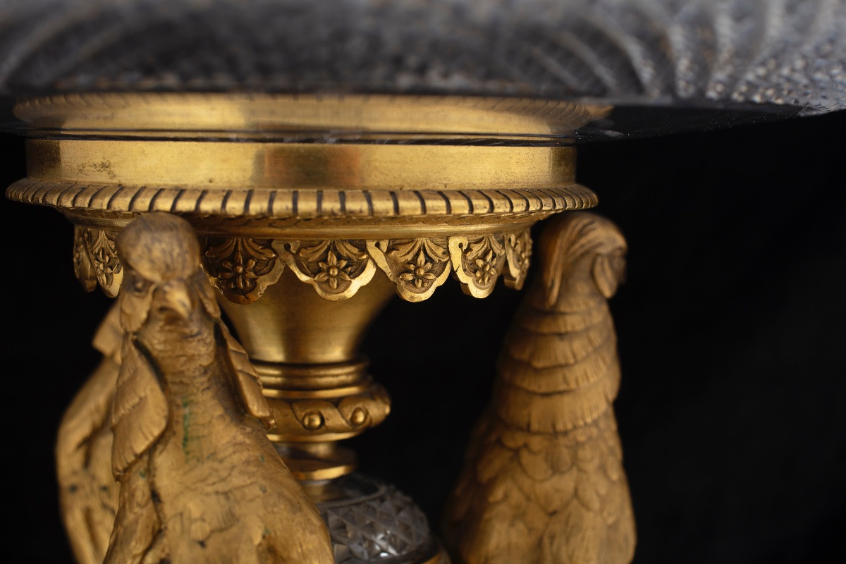 Centre de table en cristal et bronze doré finement ciselé, seconde moitié du XIXe siècle-photo-4