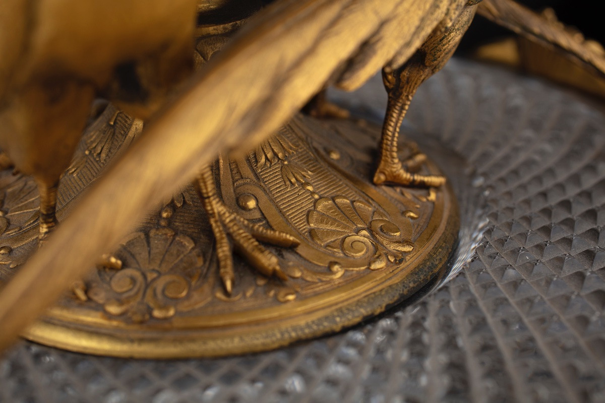 Centre de table en cristal et bronze doré finement ciselé, seconde moitié du XIXe siècle-photo-6