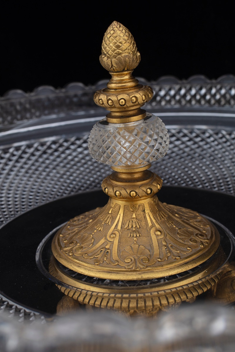 Centre de table en cristal et bronze doré finement ciselé, seconde moitié du XIXe siècle-photo-7