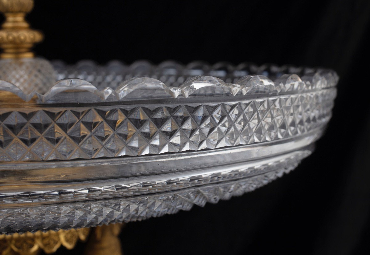 Centre de table en cristal et bronze doré finement ciselé, seconde moitié du XIXe siècle-photo-8
