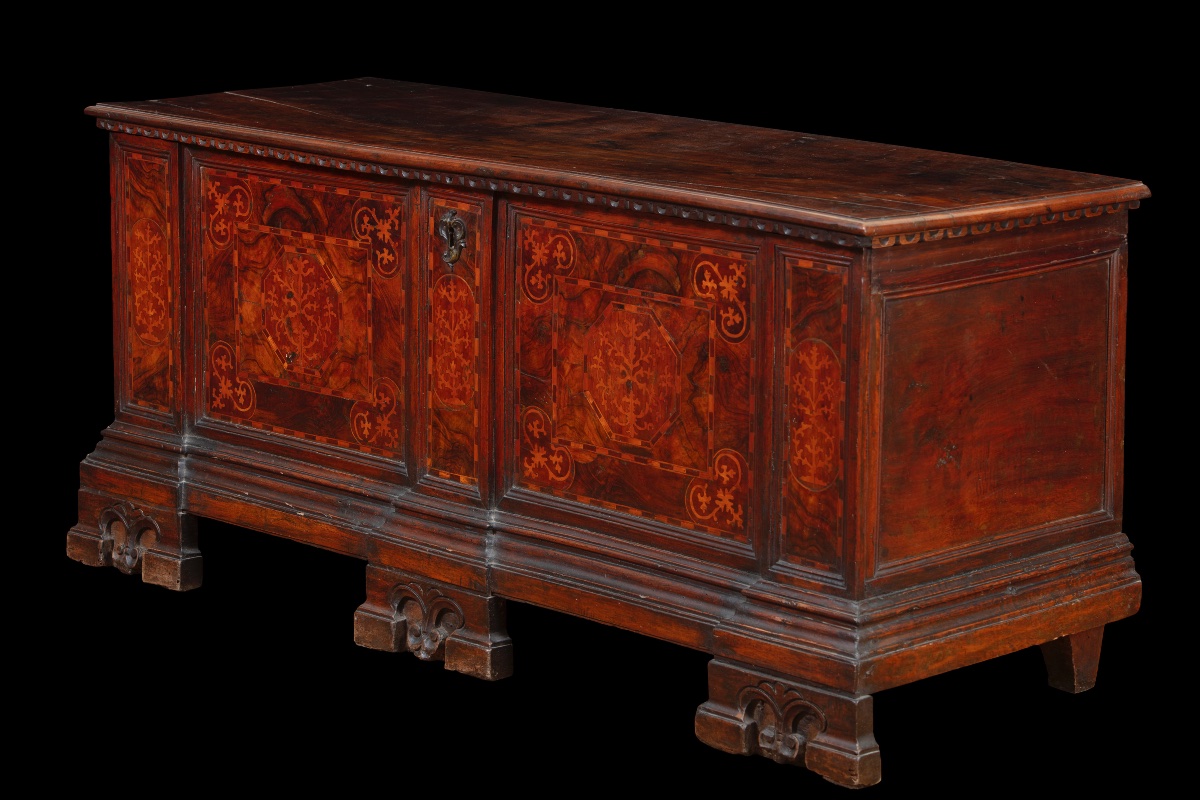 Walnut Chest With Decorative Inlays, Bergamo, Early 17th Century