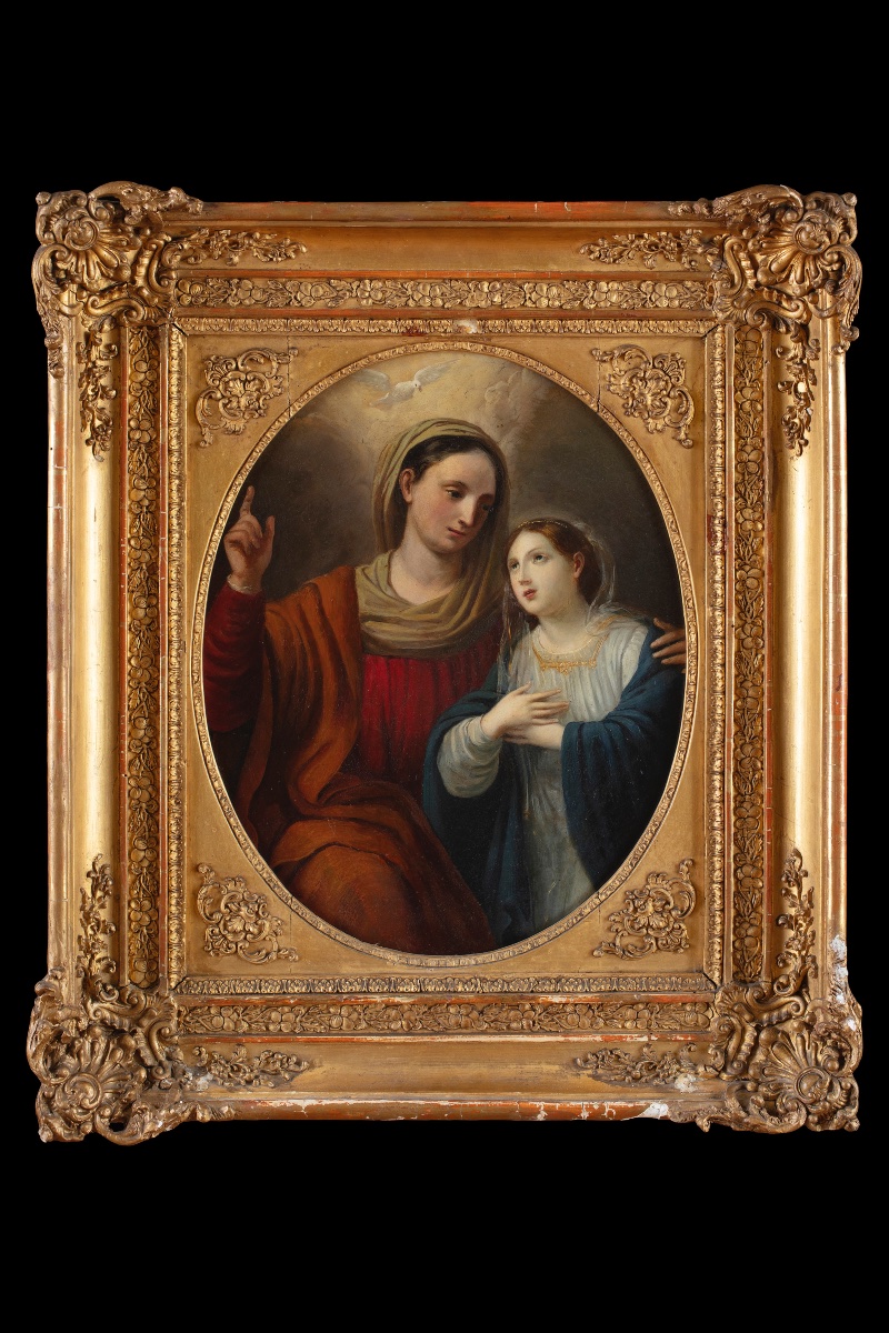 Religious Painting Depicting “the Virgin Mary In Contemplation,” Italy, 19th Century