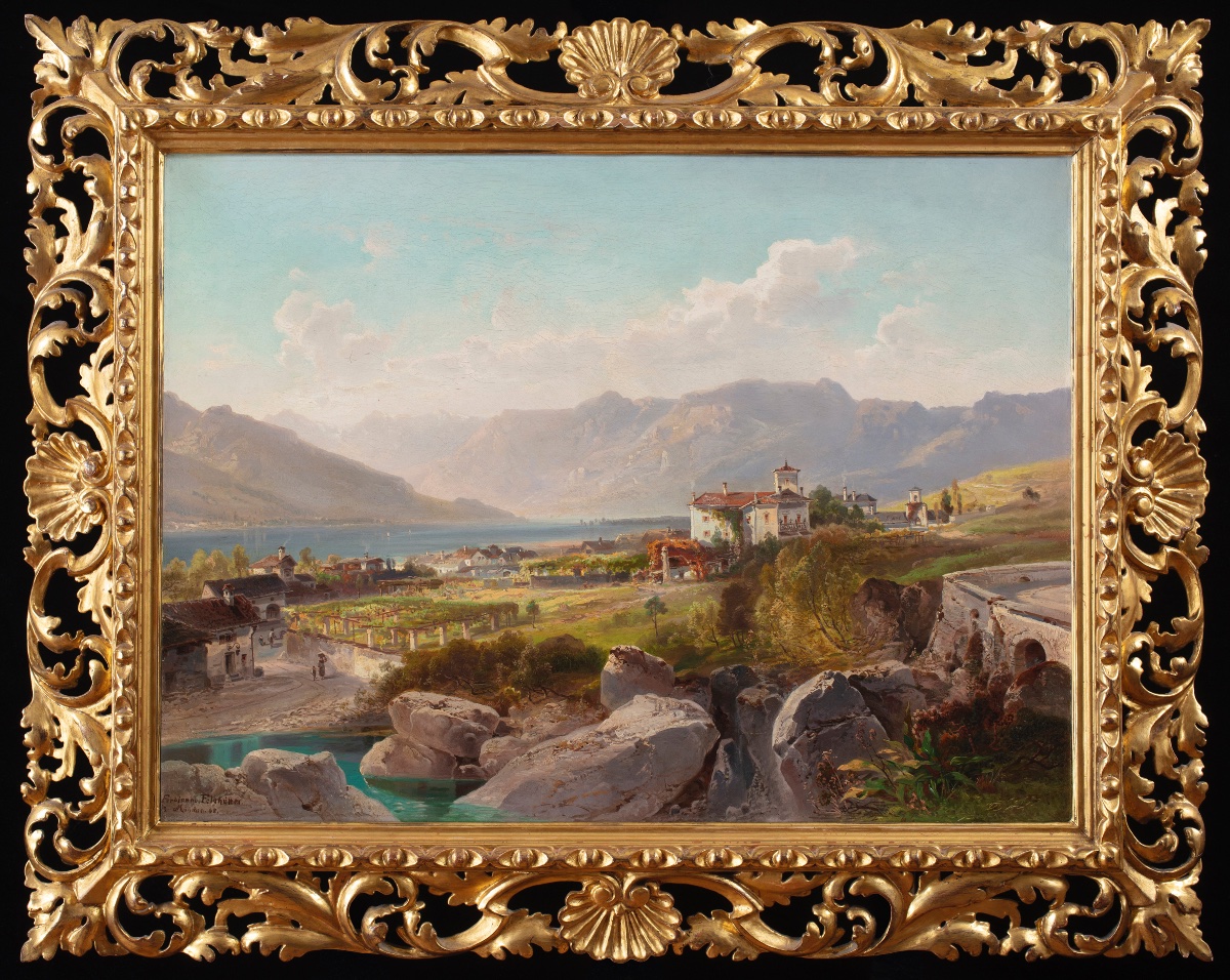 Pair Of Paintings By Ferdinand Feldhütter (1842-1898) Depicting Mountain Landscapes-photo-2