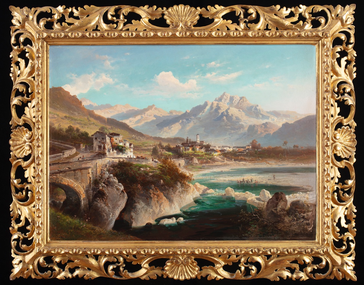 Pair Of Paintings By Ferdinand Feldhütter (1842-1898) Depicting Mountain Landscapes