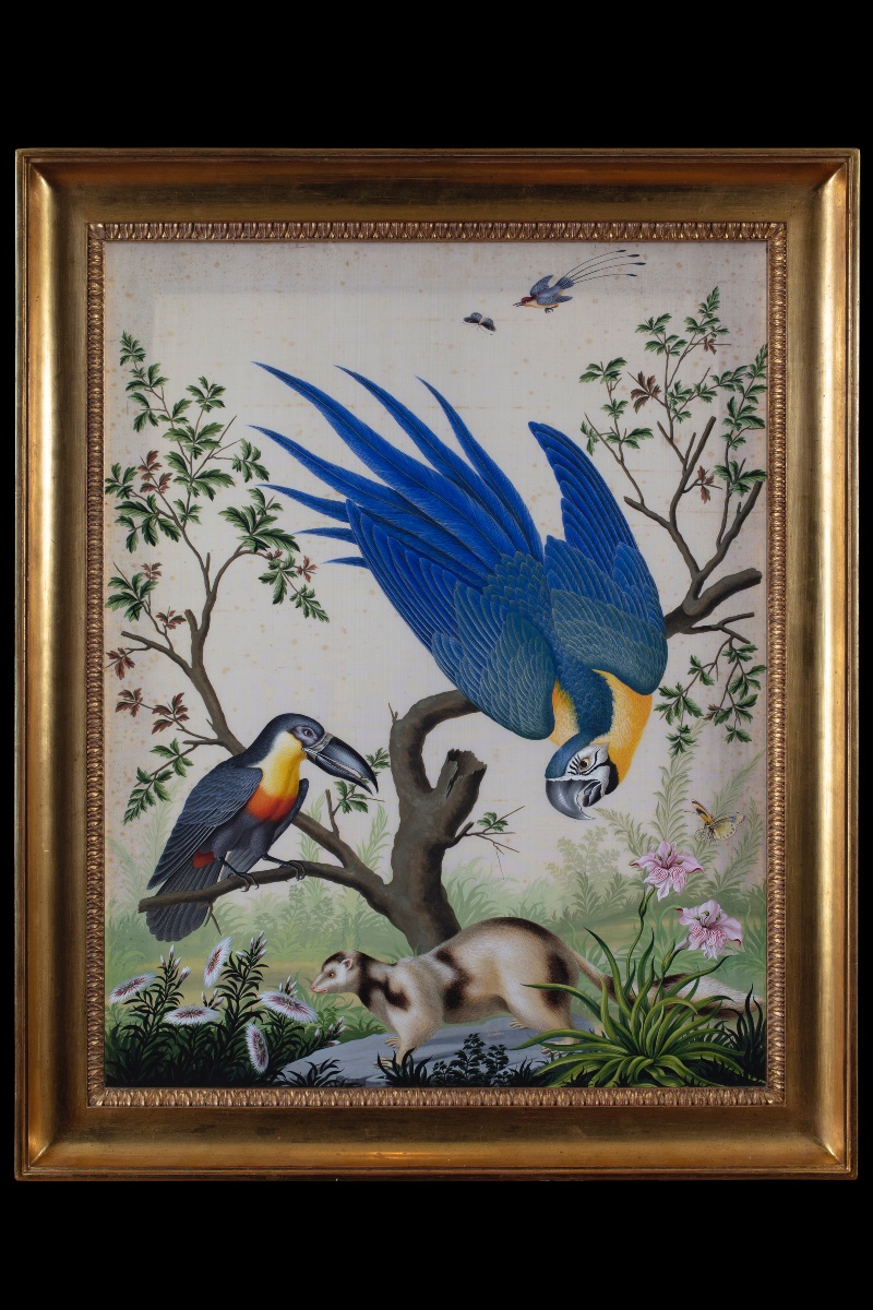 Carlo Antonio Raineri et Vittorio Raineri (attribués), peinture sur soie, vers 1825