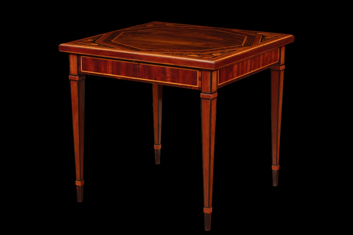  Maggiolini Games Table In Rosewood, Walnut, And Fruitwood, Late 18th Century.-photo-2