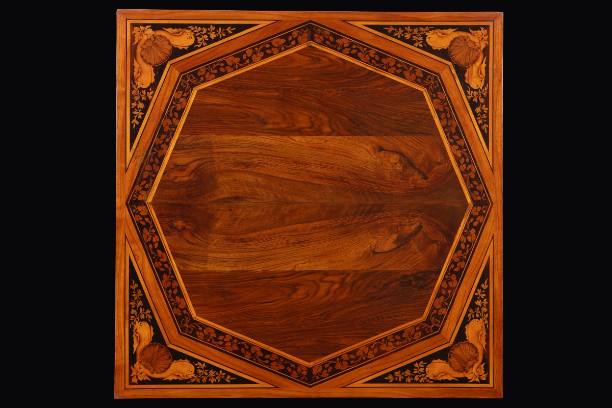  Maggiolini Games Table In Rosewood, Walnut, And Fruitwood, Late 18th Century.-photo-3