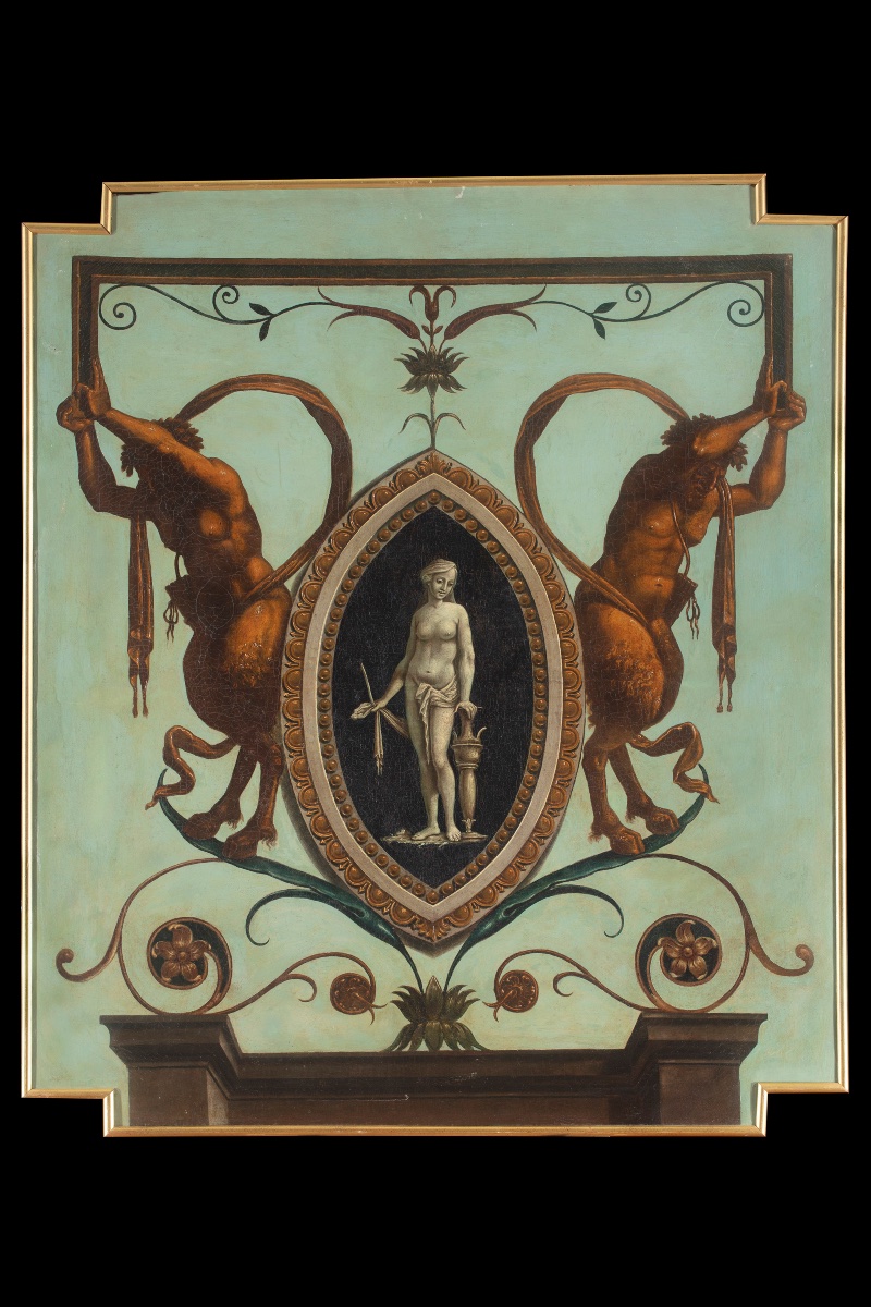 Four Panels Decorated With Grotesques, Piedmontese Manufacture, Italy, 17th Century