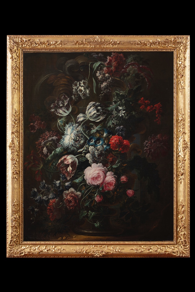 École européenne, Grand vase de fleurs, fin du XVIIe / début du XVIIIe siècle