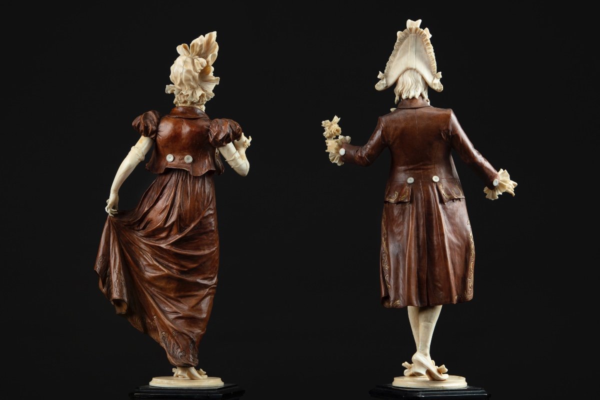 Pair Of 19th Century Ivory And Wood Sculptures-photo-3