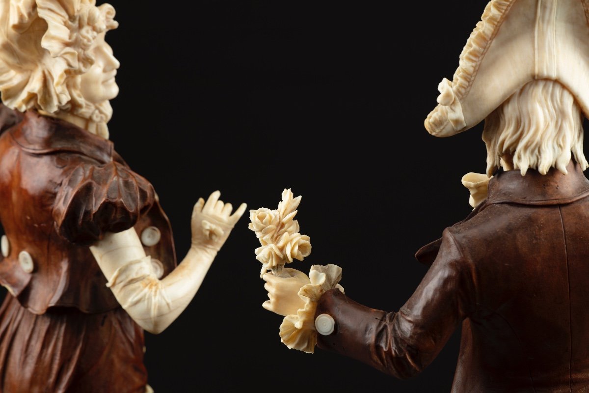 Pair Of 19th Century Ivory And Wood Sculptures-photo-4