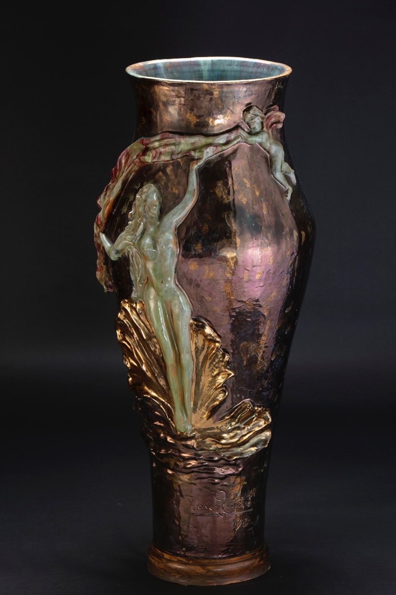 Ceramic Vase Decorated In The 50s By Federico Quatrini