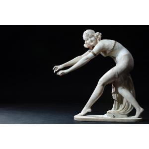 Alabaster Sculpture Depicting A Dancer With Oriental Dresses