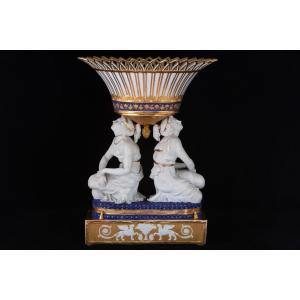Porcelain And Bisque Centrepiece, Darte Freres Manufacture, France, Empire Period.