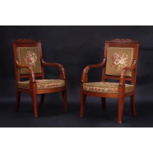 Pair Of Chalres X Mahogany Armchairs