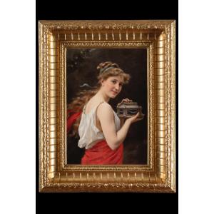 Michele Gordigiani (florence 1835-1909), Young Pompeian Girl, 1886