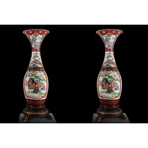 Paire De Vases Japonais Monumentaux d'époque Edo