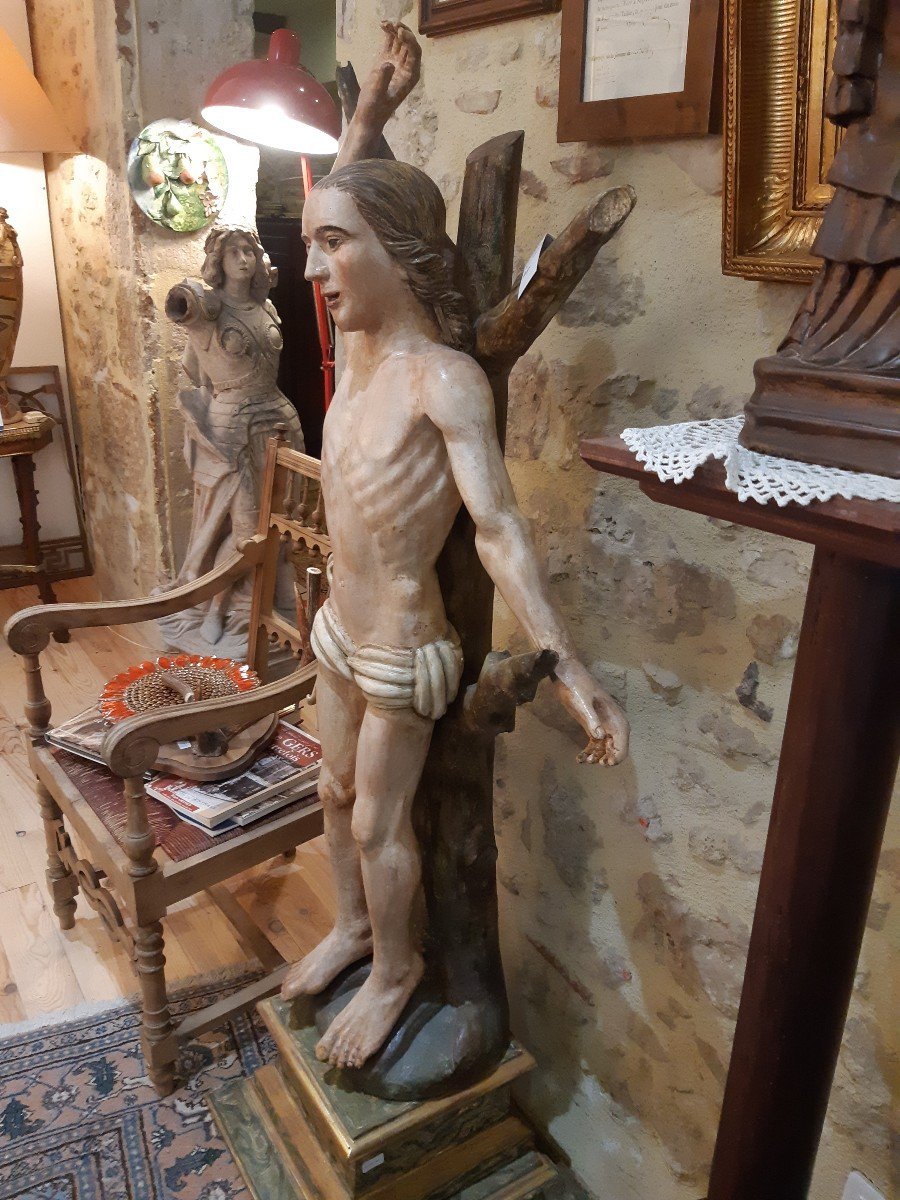 Très Grande Statue Saint-sébastien Polychrome Allemagne Fin 17eme Début 18eme S-photo-3