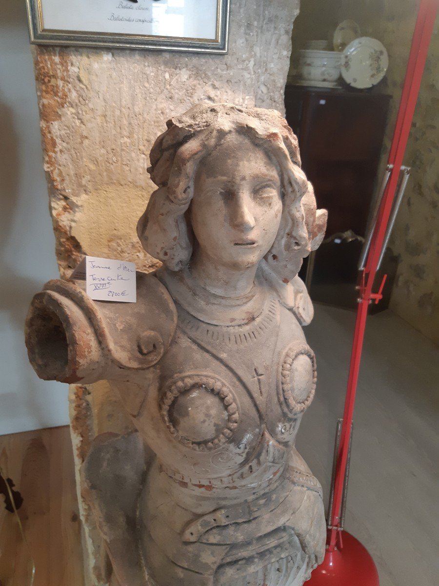 Grande Jeanne d'Arc En Terre Cuite 18eme Siècle-photo-3