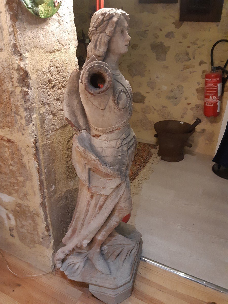 Grande Jeanne d'Arc En Terre Cuite 18eme Siècle-photo-1