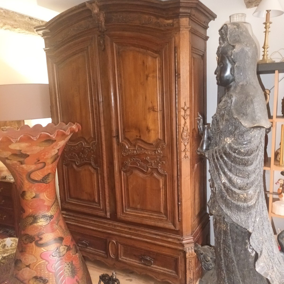 Beautiful Bigourdane Regency Wardrobe Early XVIII -th Century In Oak-photo-2