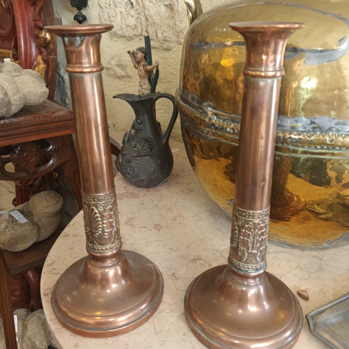 Pair Of Empire Period Copper Candlesticks