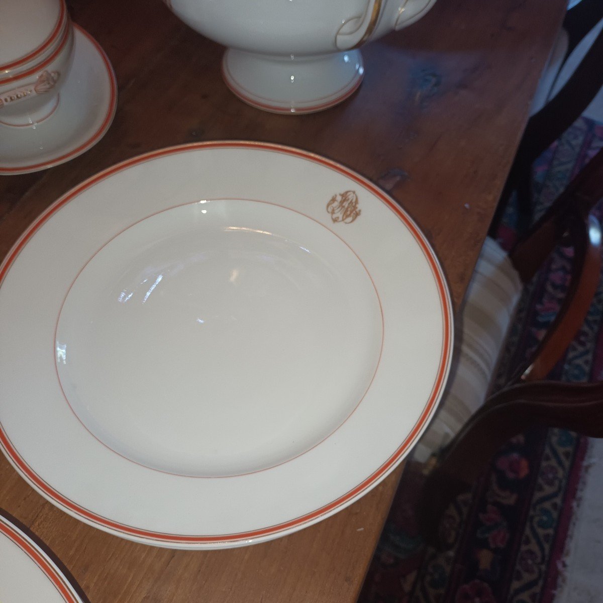 Londe Limoges Magnificent Serving In Monogrammed Porcelain Late 19th Century-photo-1