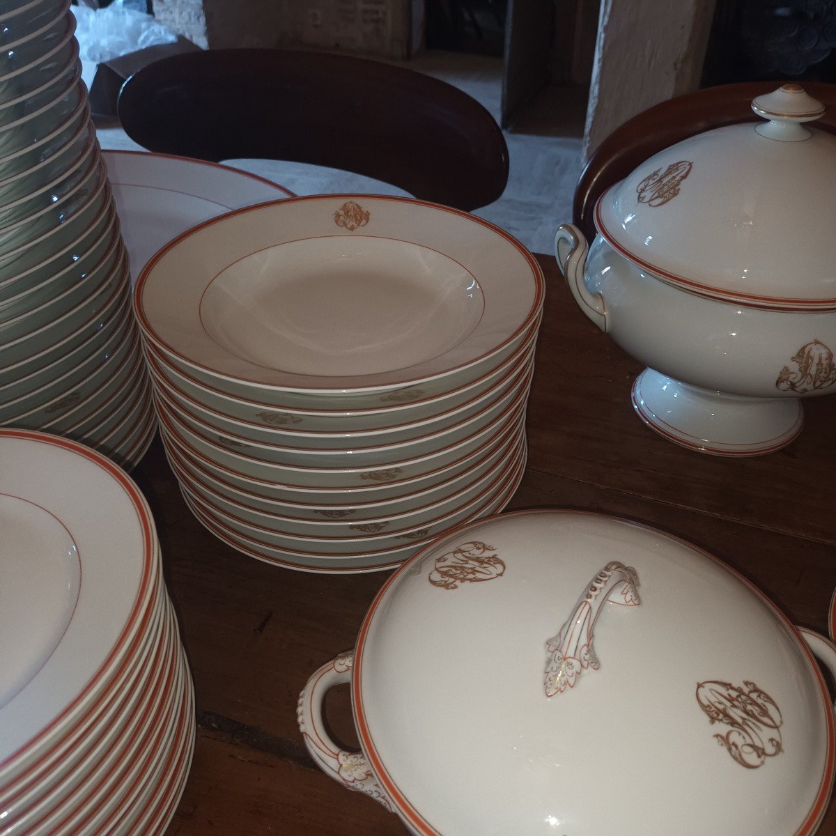 Londe Limoges Magnificent Serving In Monogrammed Porcelain Late 19th Century-photo-6