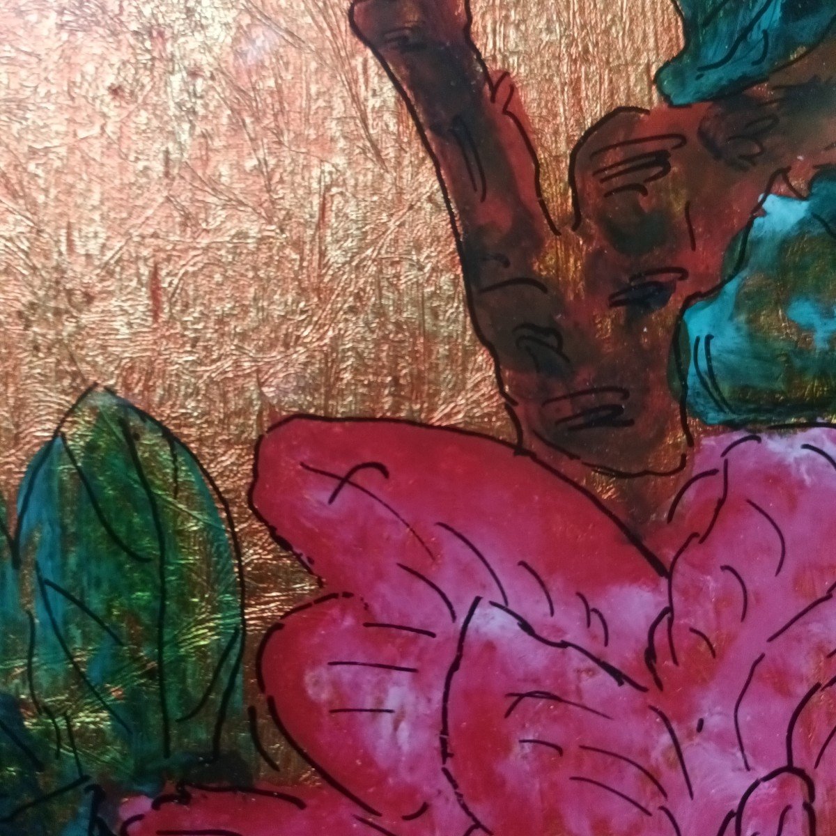 Michel Zeller Lacquer Fixed Under Glass And 22 Carat Gold Leaf-photo-5