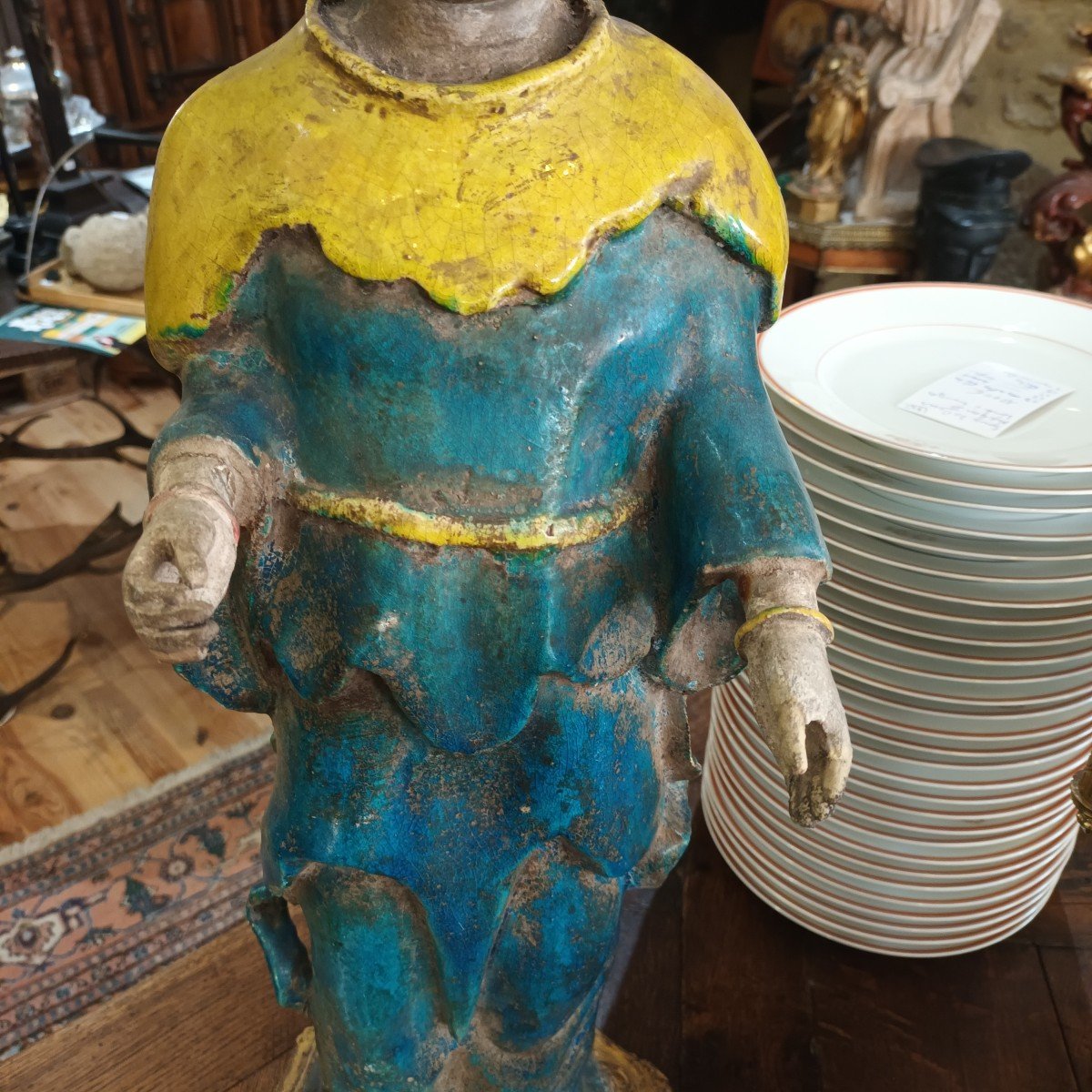 Chine: Grande Statue De Déesse En Terre Cuite 18eme Siècle-photo-3