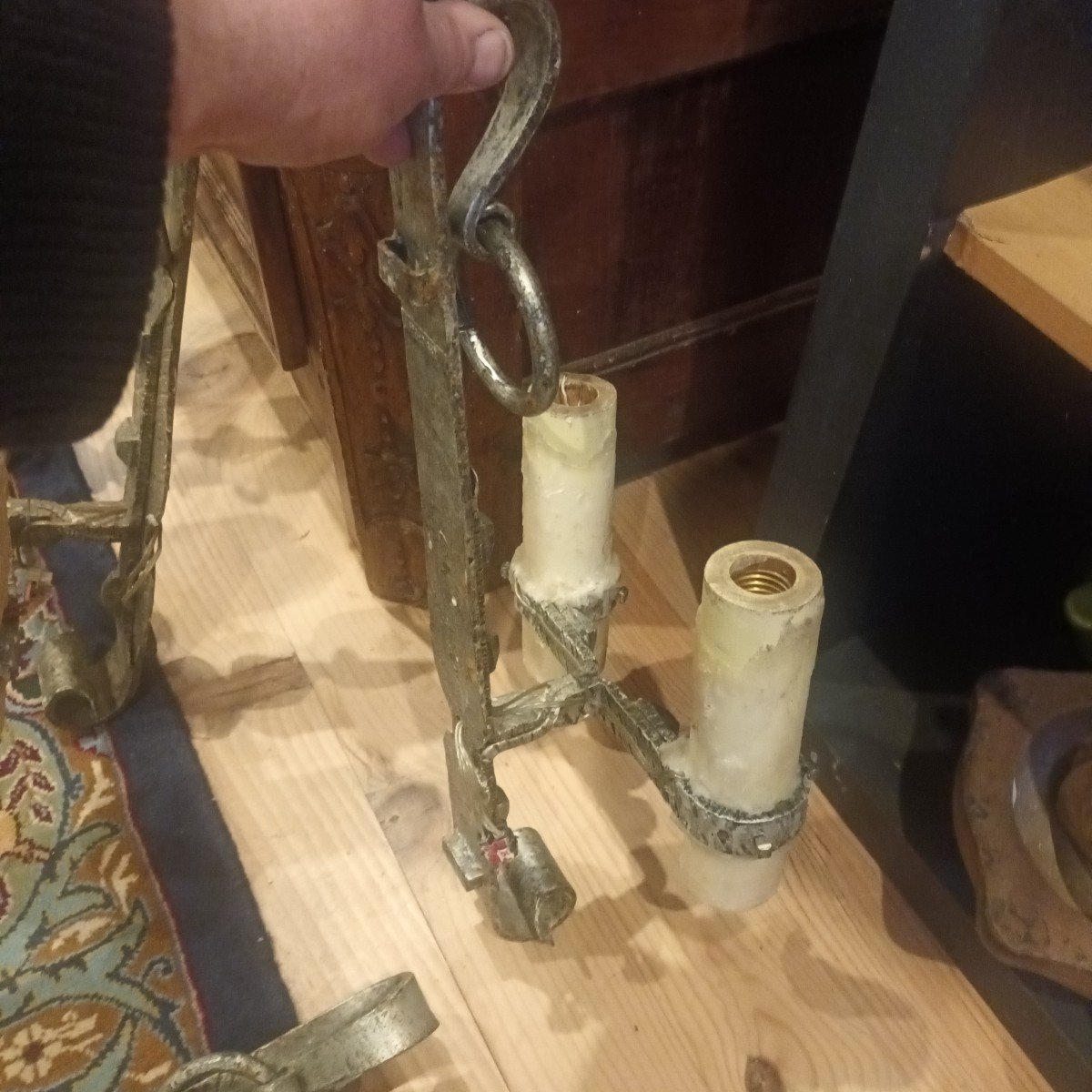 FERRO ART : Ensemble De Luminaires En Fer Forgé, 3 Lustres Et 12 Appliques-photo-1