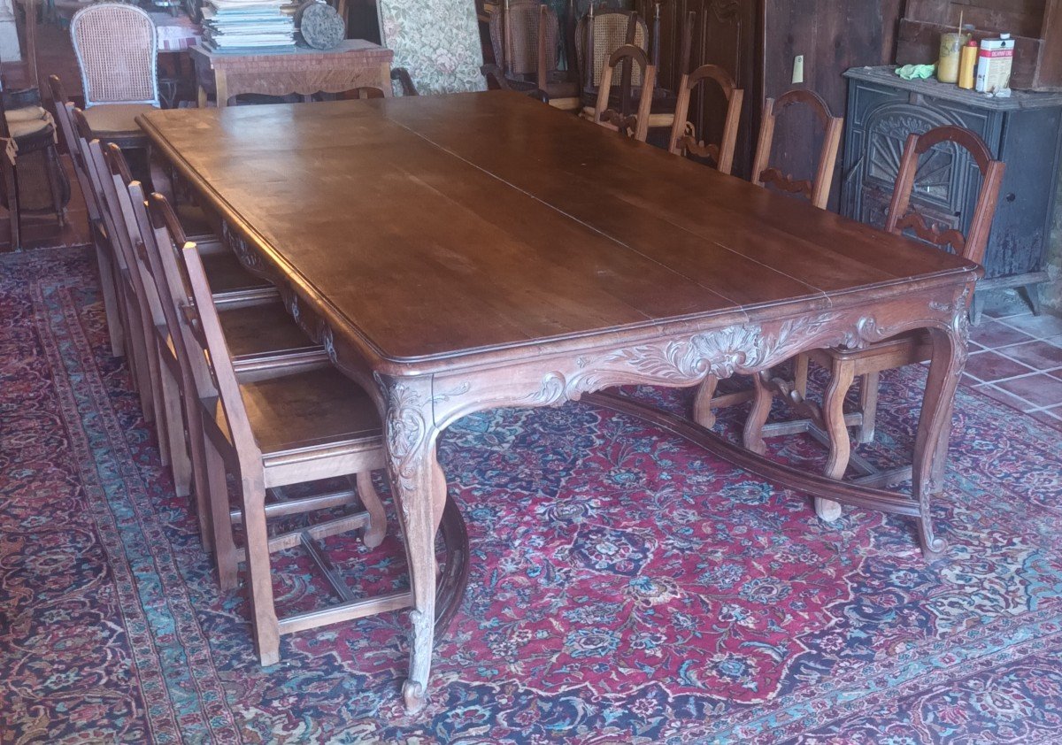 Very Large Louis XV Style Walnut Château Table-photo-2