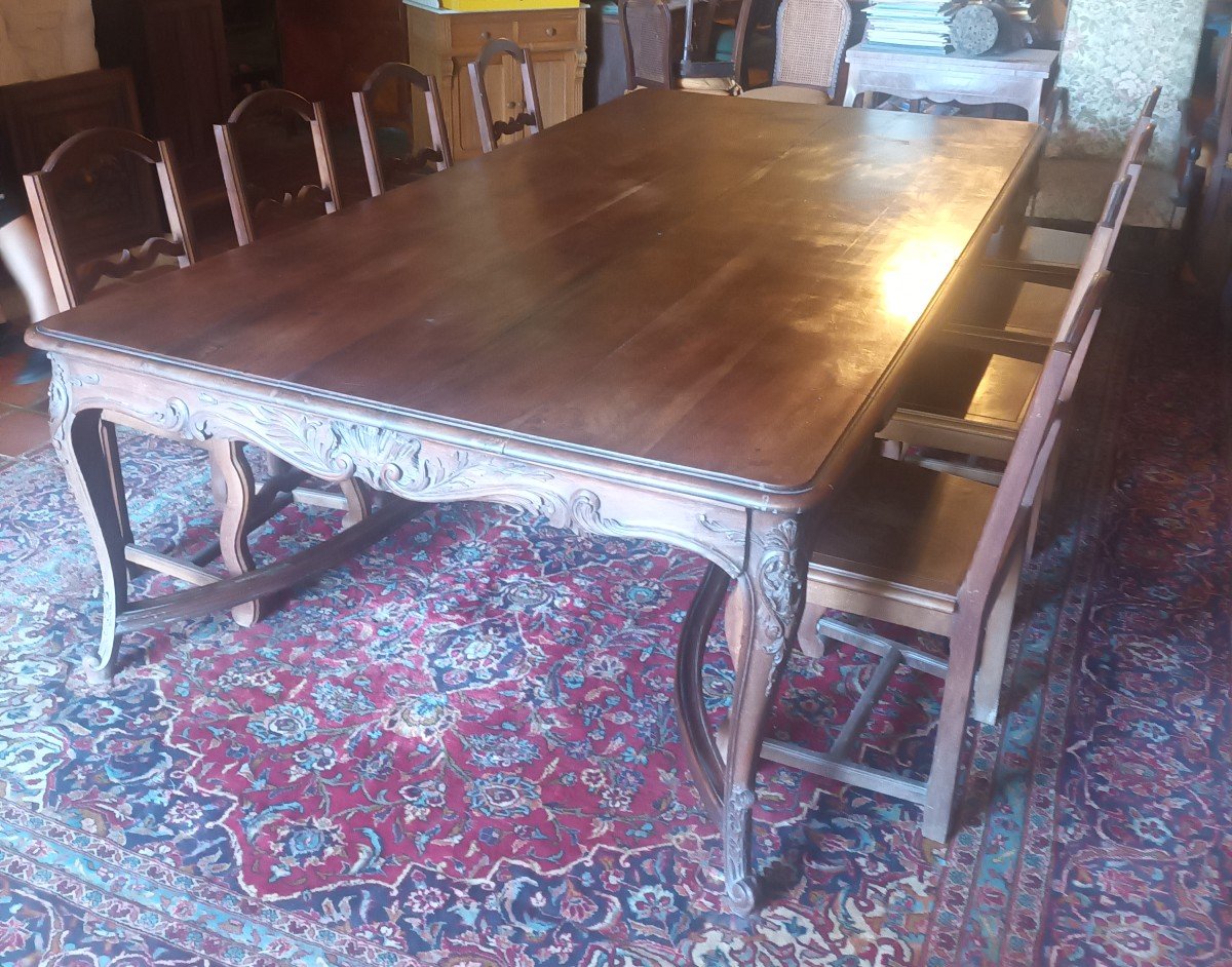 Very Large Louis XV Style Walnut Château Table