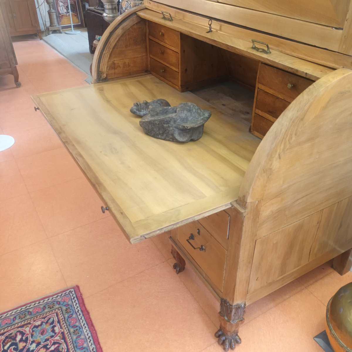 grand bureau à cylindre en ormeau d'époque directoire (début 19eme siècle) -photo-3